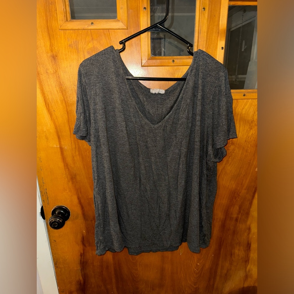 Gray Plus Size Ribbed T-shirt